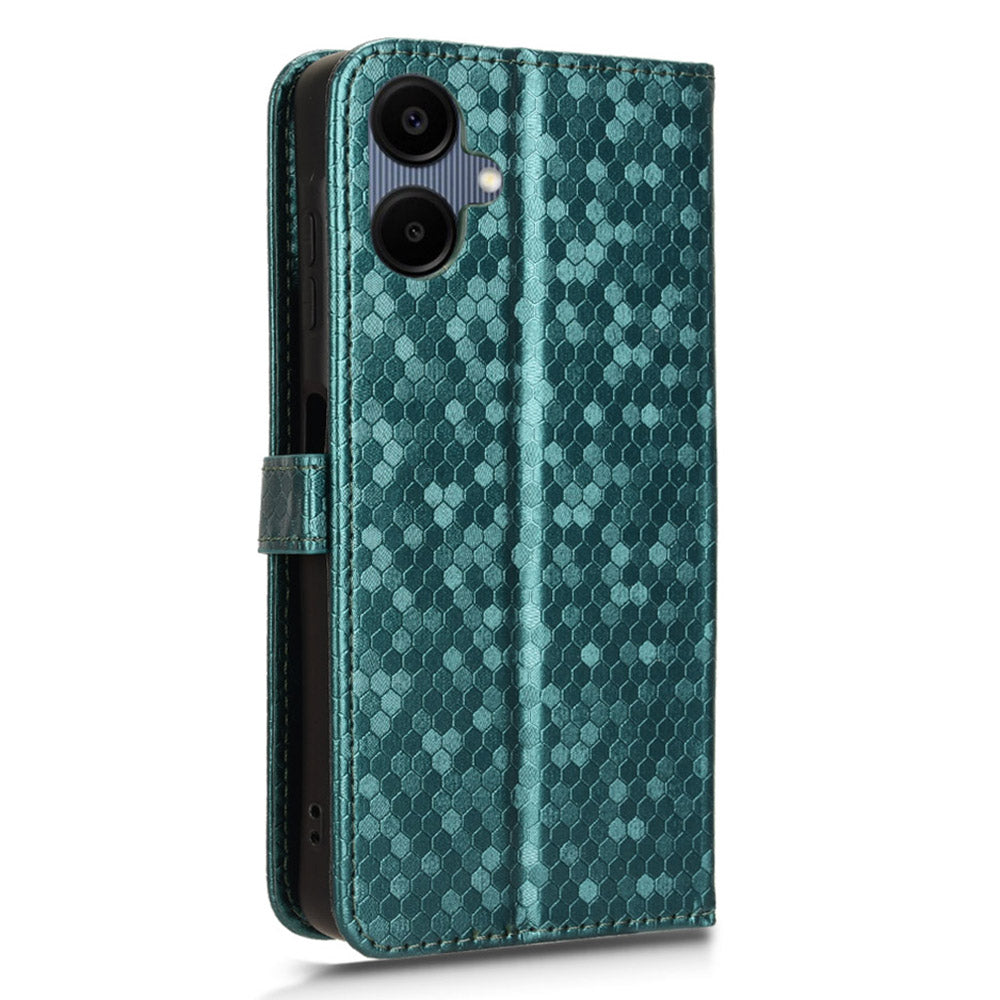 For Samsung Galaxy A06 Wallet Case Dot Pattern Imprint PU Leather Phone Cover - Green