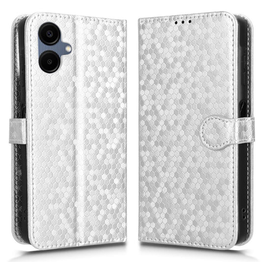 For Samsung Galaxy A06 Wallet Case Dot Pattern Imprint PU Leather Phone Cover - Silver