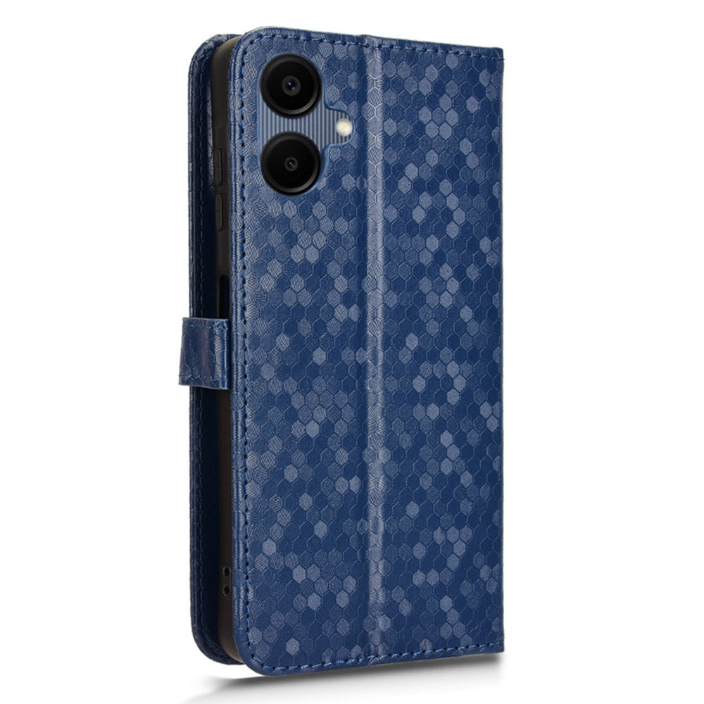 For Samsung Galaxy A06 Wallet Case Dot Pattern Imprint PU Leather Phone Cover - Dark Blue
