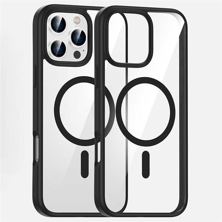 For iPhone 16 Pro Case Clear Phone Cover PC +TPU Compatible with MagSafe - Black