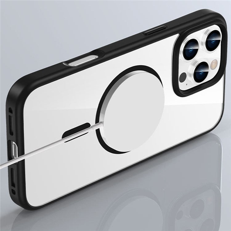 For iPhone 16 Pro Case Clear Phone Cover PC +TPU Compatible with MagSafe - Black