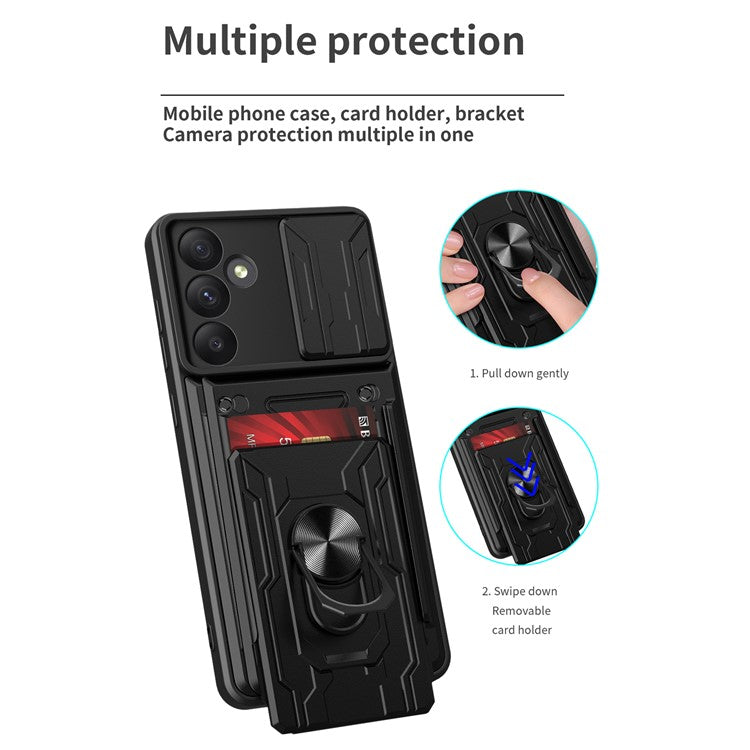 For Samsung Galaxy A55 5G Case PC+TPU Kickstand Phone Back Cover with Camera Slider - Red