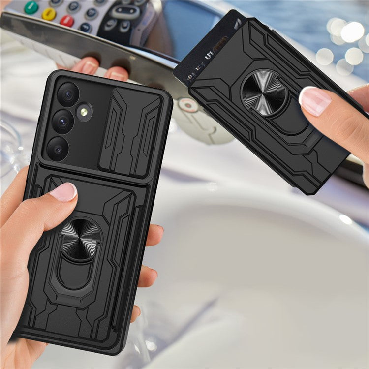 For Samsung Galaxy A55 5G Case PC+TPU Kickstand Phone Back Cover with Camera Slider - Red