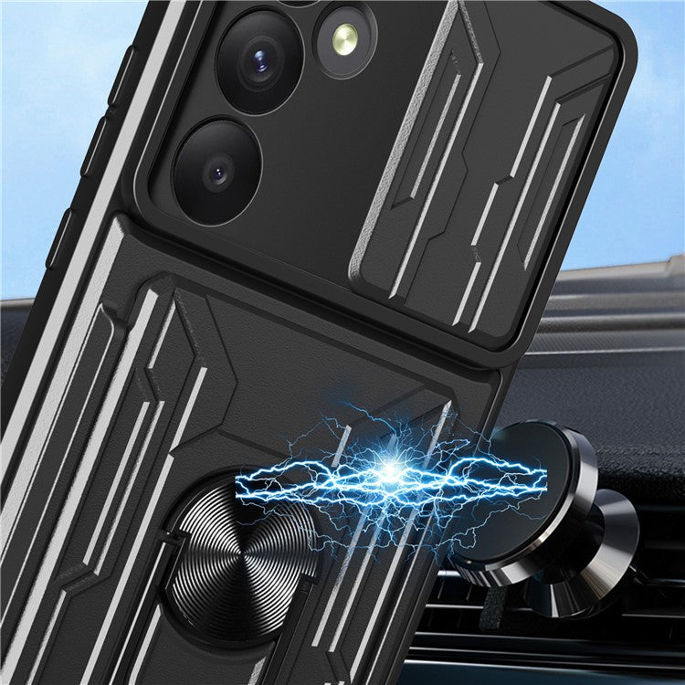 For Samsung Galaxy A55 5G Case PC+TPU Kickstand Phone Back Cover with Camera Slider - Red