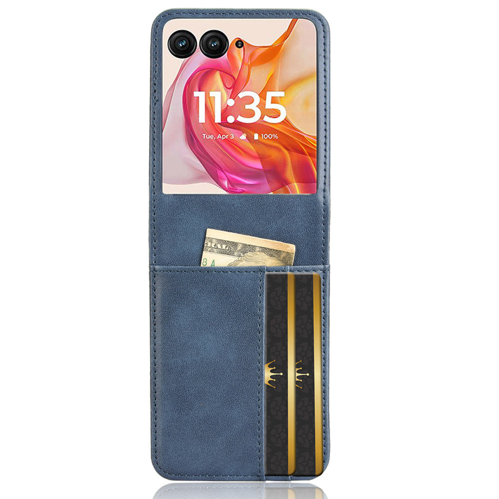 For Motorola Razr 50 Ultra 5G Wallet Case Shockproof Leather Phone Cover - Blue