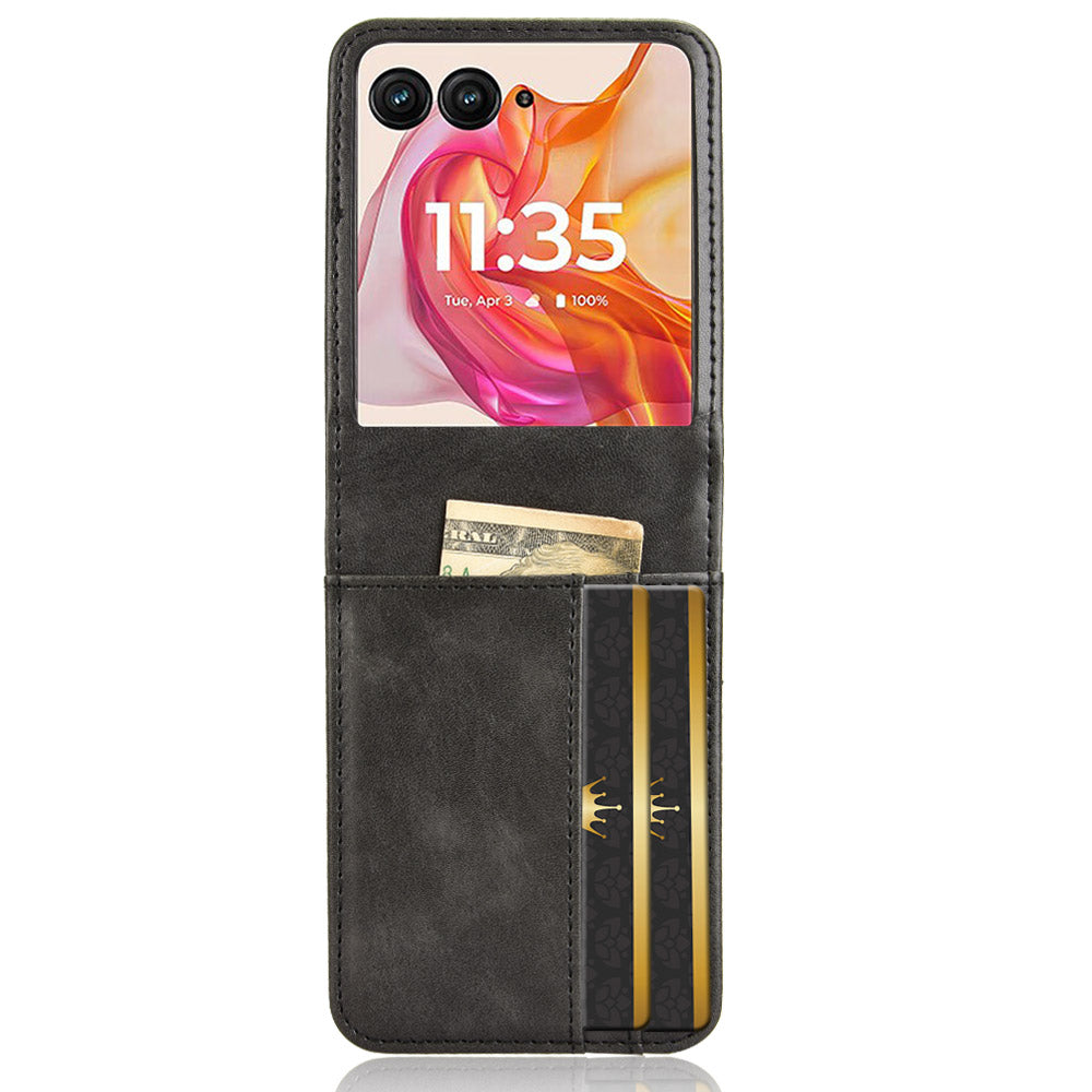 For Motorola Razr 50 Ultra 5G Wallet Case Shockproof Leather Phone Cover - Black