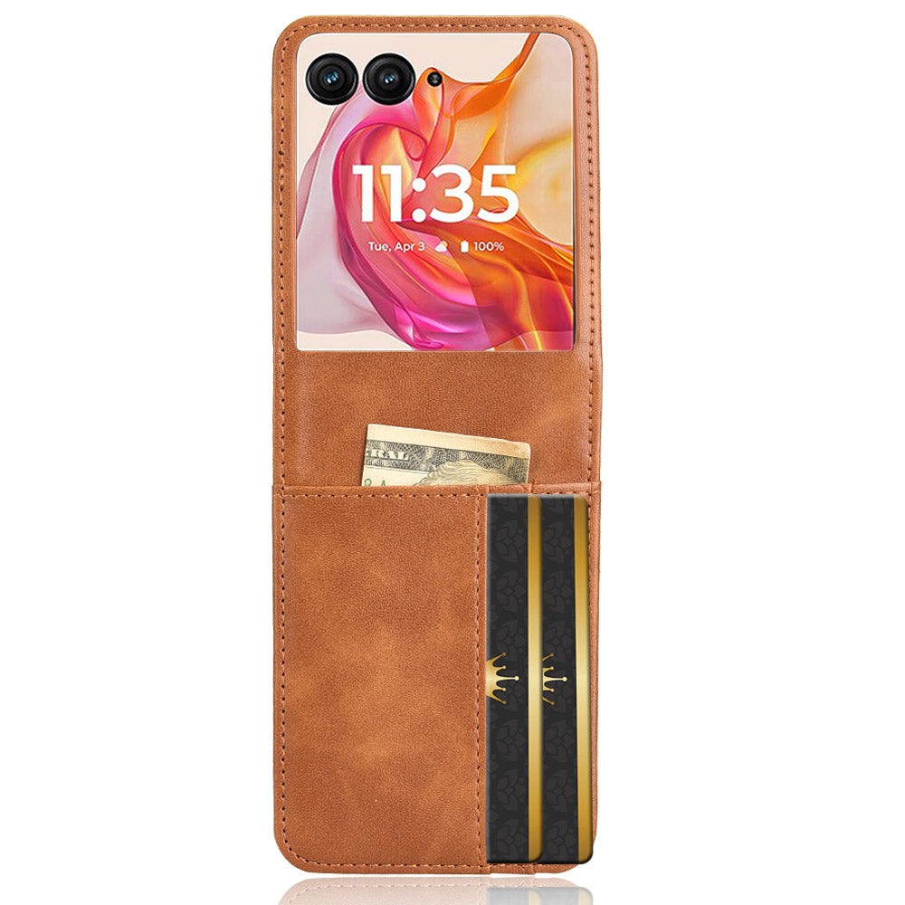For Motorola Razr 50 Ultra 5G Wallet Case Shockproof Leather Phone Cover - Brown