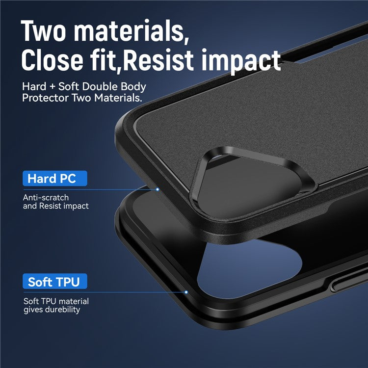 For iPhone 16 Case PC+TPU Military Grade Drop Protective Phone Cover - Black
