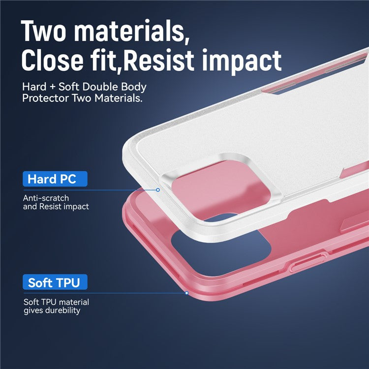 For iPhone 16 Pro Case PC+TPU Military Grade Drop Protective Phone Cover - White+Pink