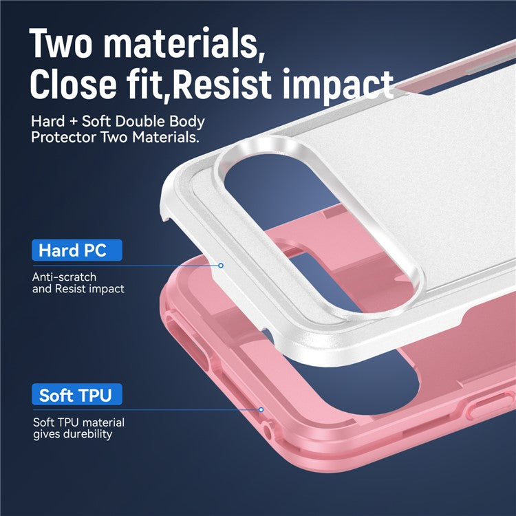 For Google Pixel 9 / Pixel 9 Pro Case PC+TPU Military Grade Drop Protective Phone Cover - White+Pink
