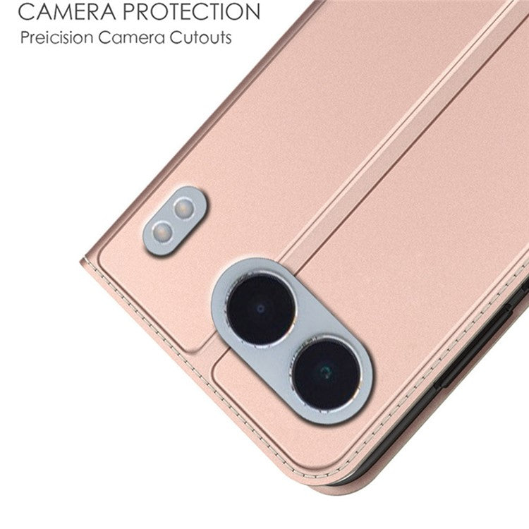 For OnePlus Nord 4 Case PU Leather Phone Cover with Card Holder Stand Magnetic Closure - Rose Gold