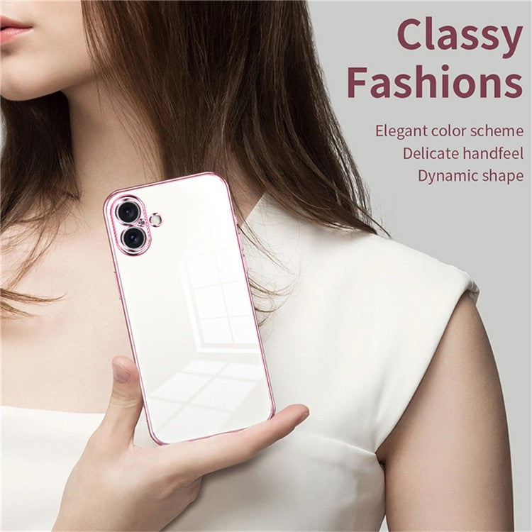 For iPhone 16 Plus Case Electroplating Frame Soft TPU Phone Cover - Green