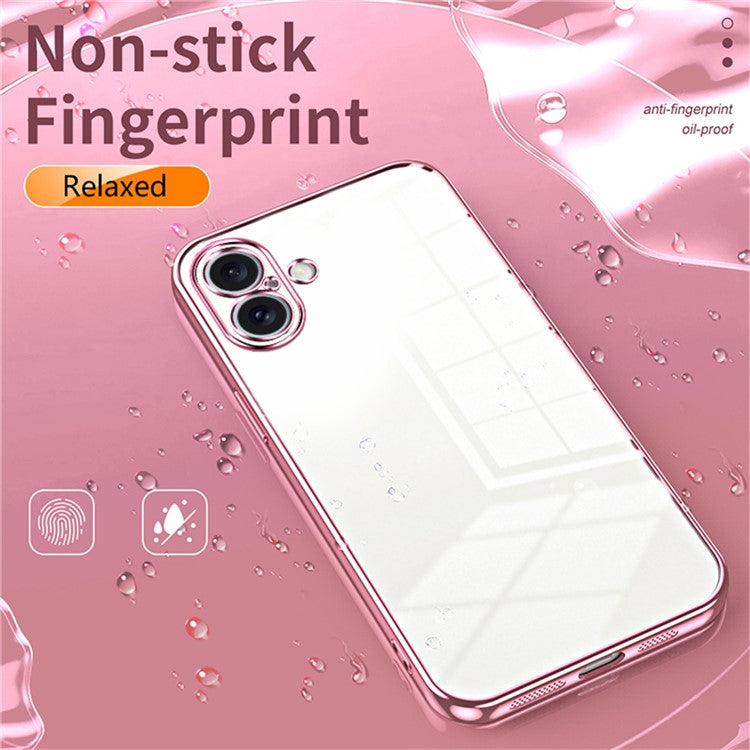 For iPhone 16 Plus Case Electroplating Frame Soft TPU Phone Cover - Green