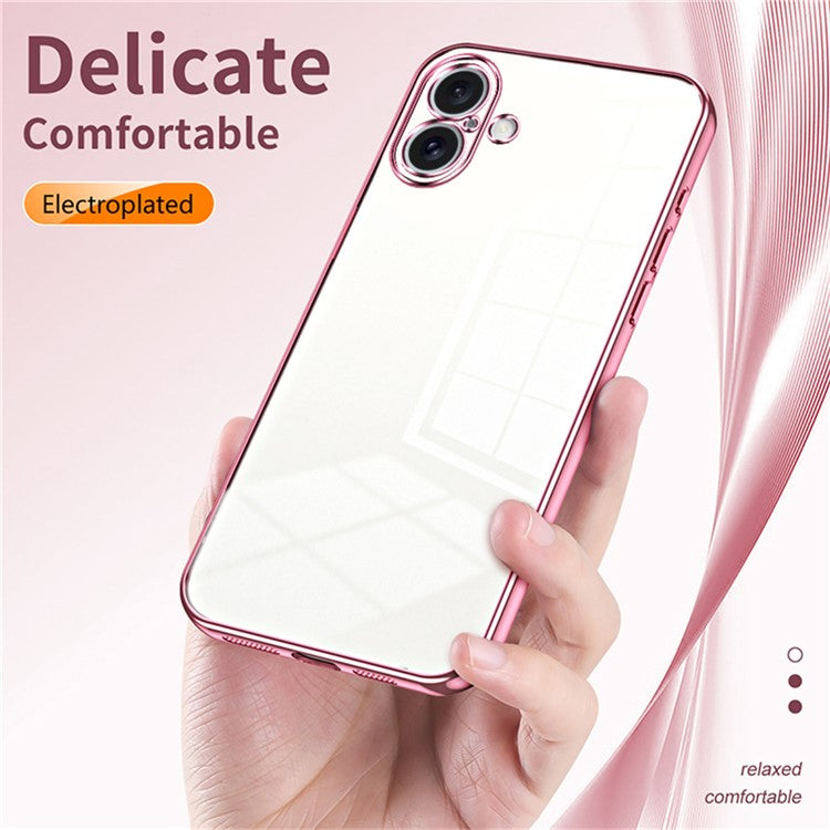 For iPhone 16 Plus Case Electroplating Frame Soft TPU Phone Cover - Green