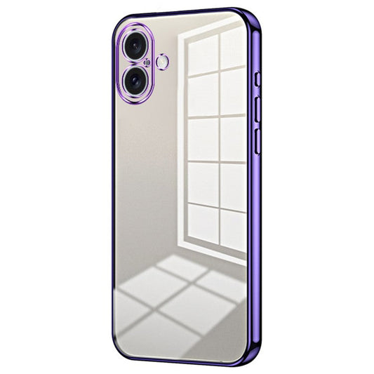 For iPhone 16 Plus Case Electroplating Frame Soft TPU Phone Cover - Purple