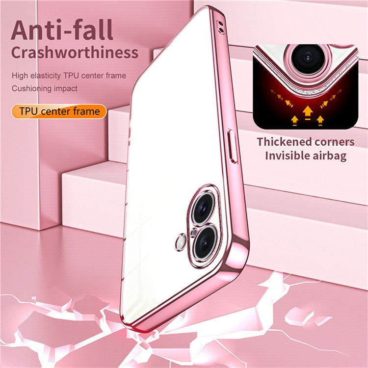 For iPhone 16 Plus Case Electroplating Frame Soft TPU Phone Cover - Purple