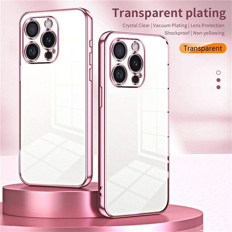 For iPhone 16 Pro Case Electroplating Frame Soft TPU Phone Cover - Black