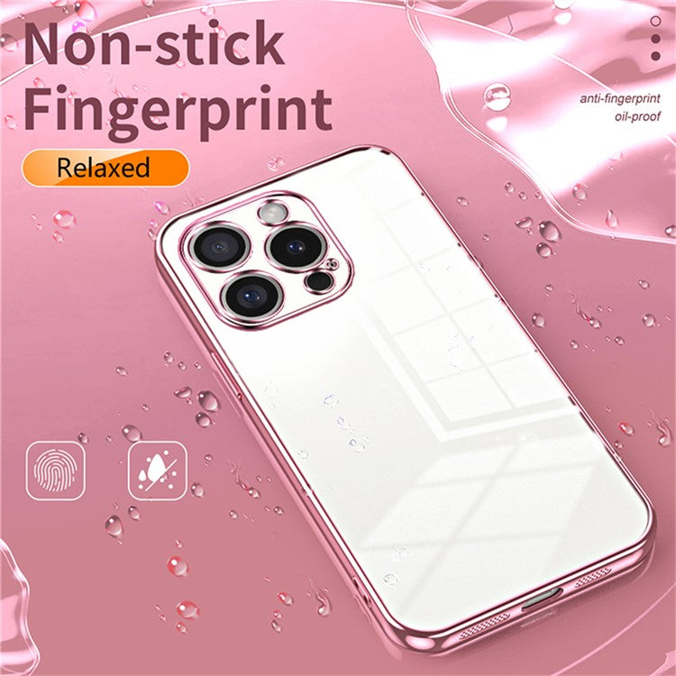 For iPhone 16 Pro Case Electroplating Frame Soft TPU Phone Cover - Black