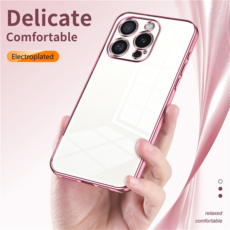 For iPhone 16 Pro Case Electroplating Frame Soft TPU Phone Cover - Black