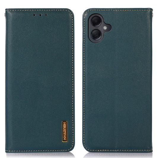 KHAZNEH For Samsung Galaxy A06 Case Genuine Cow Leather Wallet Phone Cover Nappa Texture - Green