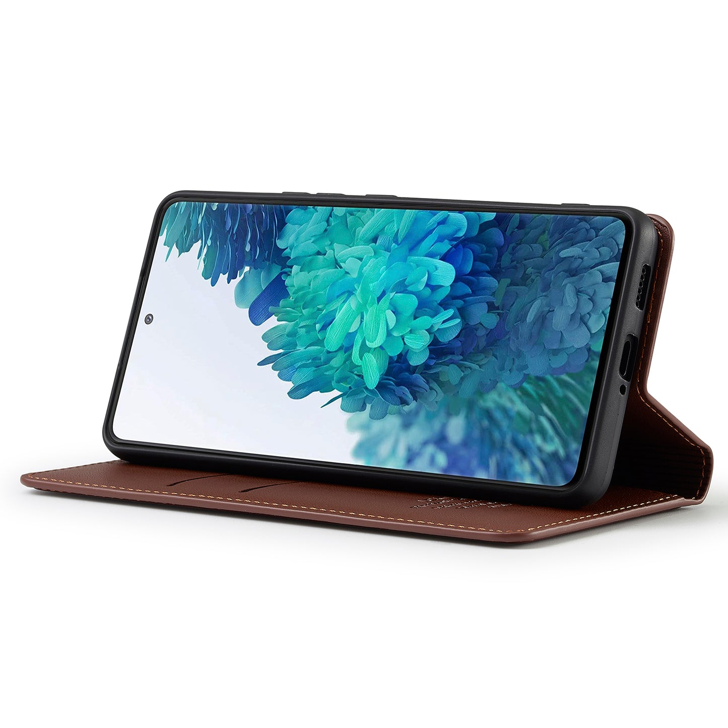 LC.IMEEKE L1 Series for Samsung Galaxy S20 FE 2022 / S20 FE 5G / S20 FE / S20 Lite Case Leather Wallet Stand Phone Cover - Brown