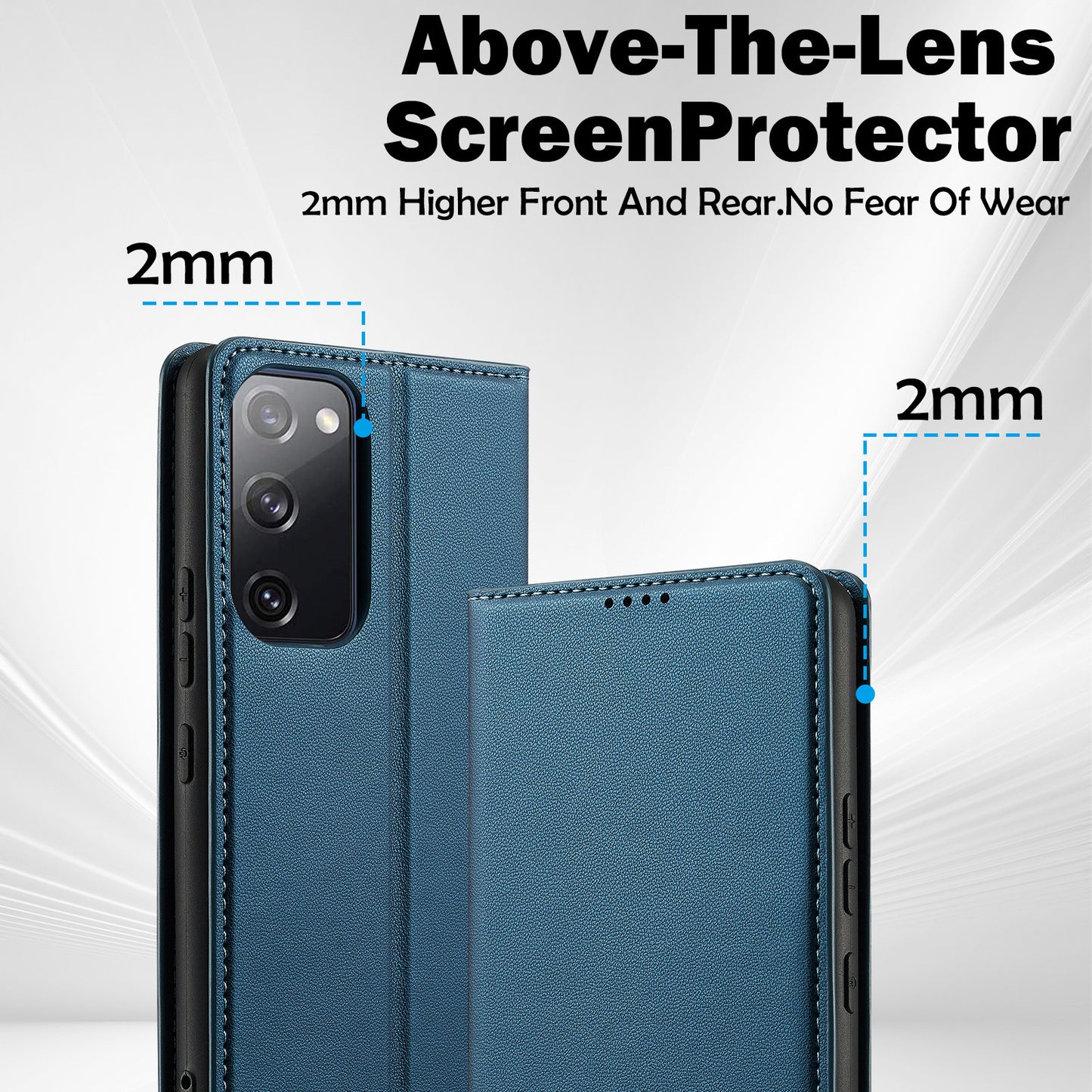 LC.IMEEKE L1 Series for Samsung Galaxy S20 FE 2022 / S20 FE 5G / S20 FE / S20 Lite Case Leather Wallet Stand Phone Cover - Blue