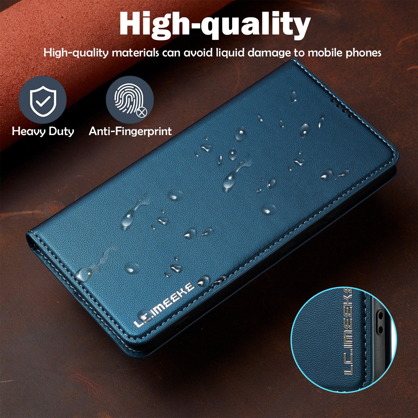 LC.IMEEKE L1 Series for Samsung Galaxy S20 FE 2022 / S20 FE 5G / S20 FE / S20 Lite Case Leather Wallet Stand Phone Cover - Blue