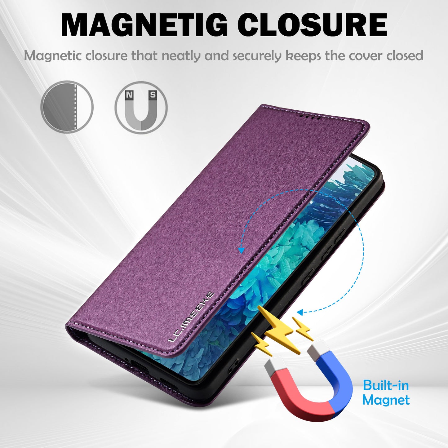 LC.IMEEKE L1 Series for Samsung Galaxy S20 FE 2022 / S20 FE 5G / S20 FE / S20 Lite Case Leather Wallet Stand Phone Cover - Purple