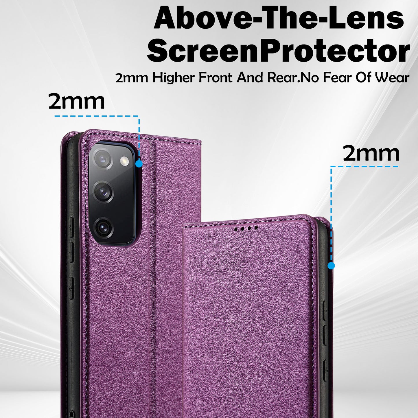 LC.IMEEKE L1 Series for Samsung Galaxy S20 FE 2022 / S20 FE 5G / S20 FE / S20 Lite Case Leather Wallet Stand Phone Cover - Purple