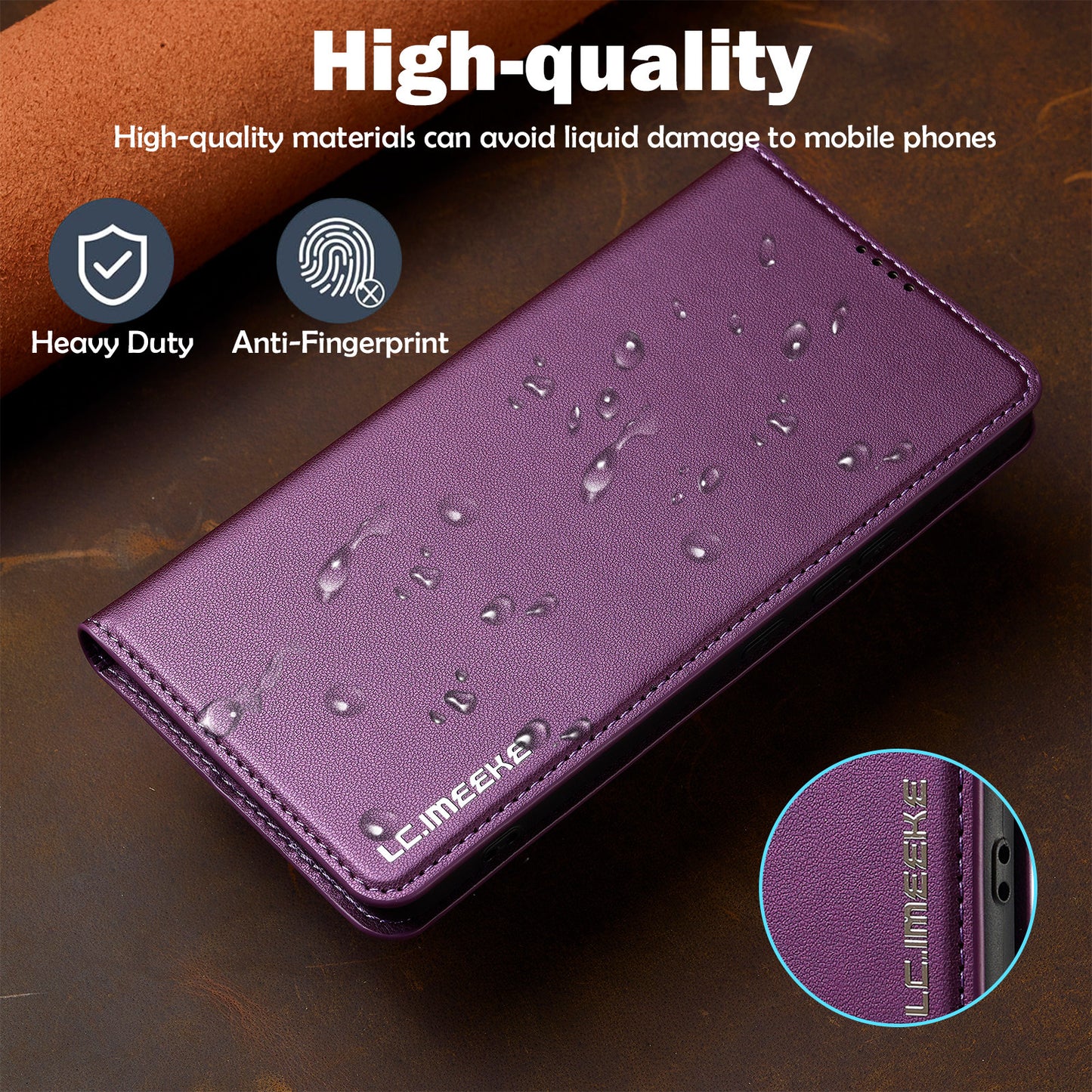 LC.IMEEKE L1 Series for Samsung Galaxy S20 FE 2022 / S20 FE 5G / S20 FE / S20 Lite Case Leather Wallet Stand Phone Cover - Purple