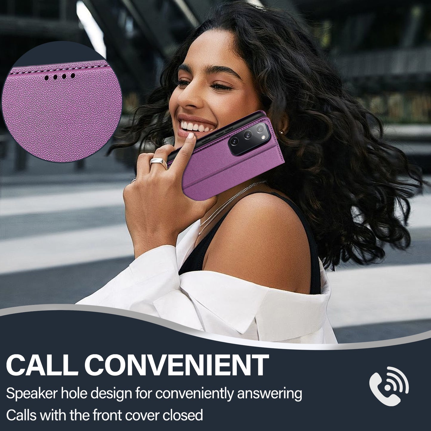 LC.IMEEKE L1 Series for Samsung Galaxy S20 FE 2022 / S20 FE 5G / S20 FE / S20 Lite Case Leather Wallet Stand Phone Cover - Purple