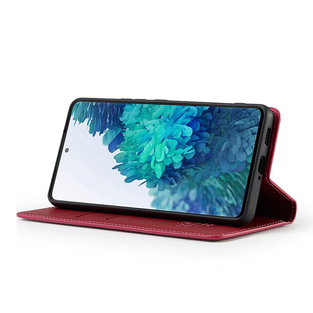 LC.IMEEKE L1 Series for Samsung Galaxy S20 FE 2022 / S20 FE 5G / S20 FE / S20 Lite Case Leather Wallet Stand Phone Cover - Red
