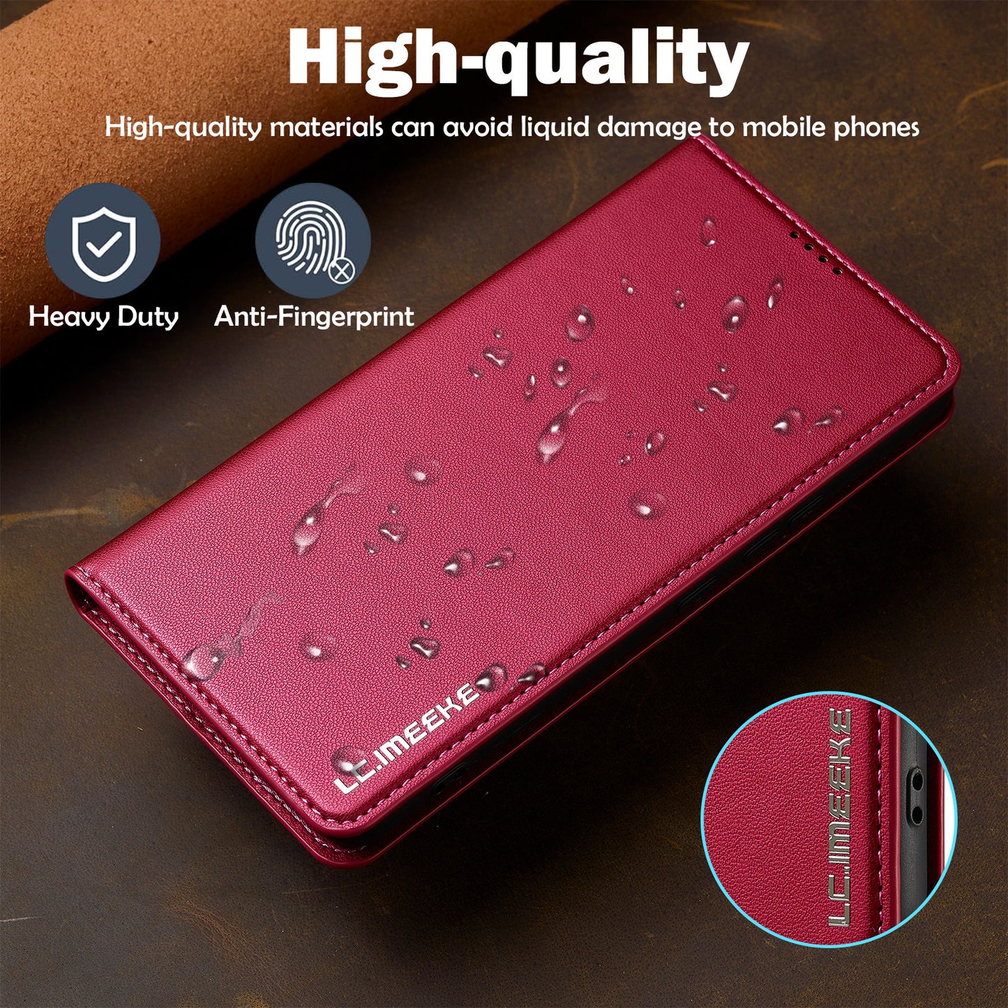 LC.IMEEKE L1 Series for Samsung Galaxy S20 FE 2022 / S20 FE 5G / S20 FE / S20 Lite Case Leather Wallet Stand Phone Cover - Red