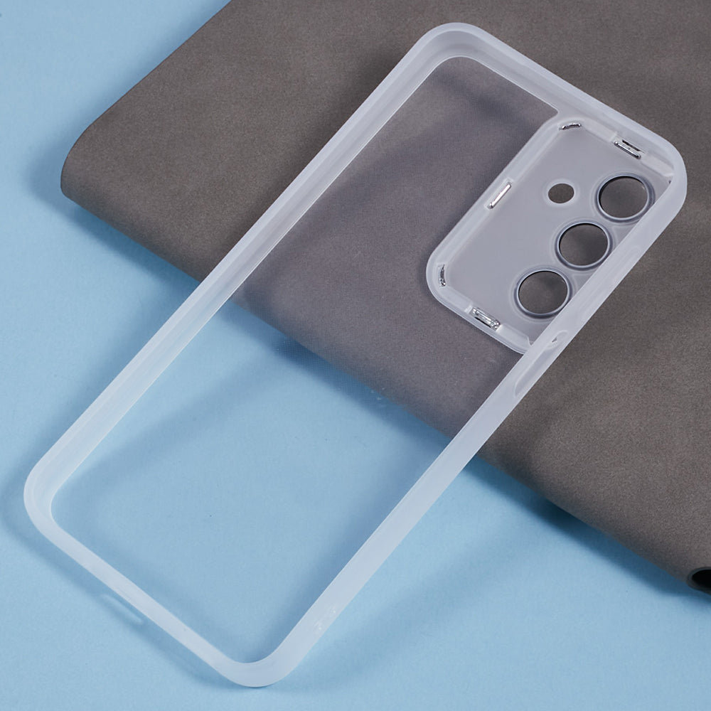 DKSM Series For Samsung Galaxy A16 5G / A16 4G Case Electroplated Camera Frame TPU Phone Cover - Transparent White