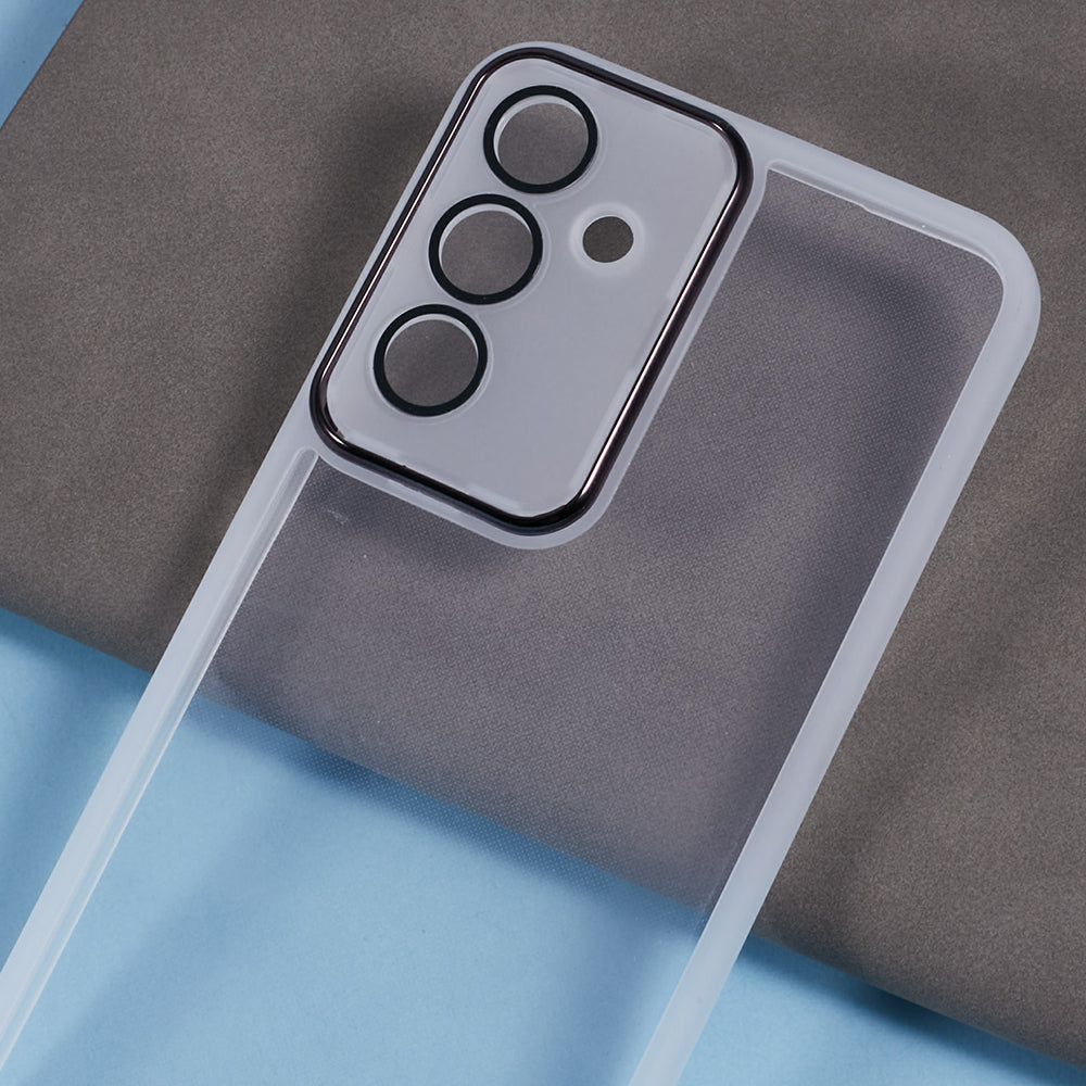 DKSM Series For Samsung Galaxy A16 5G / A16 4G Case Electroplated Camera Frame TPU Phone Cover - Transparent White