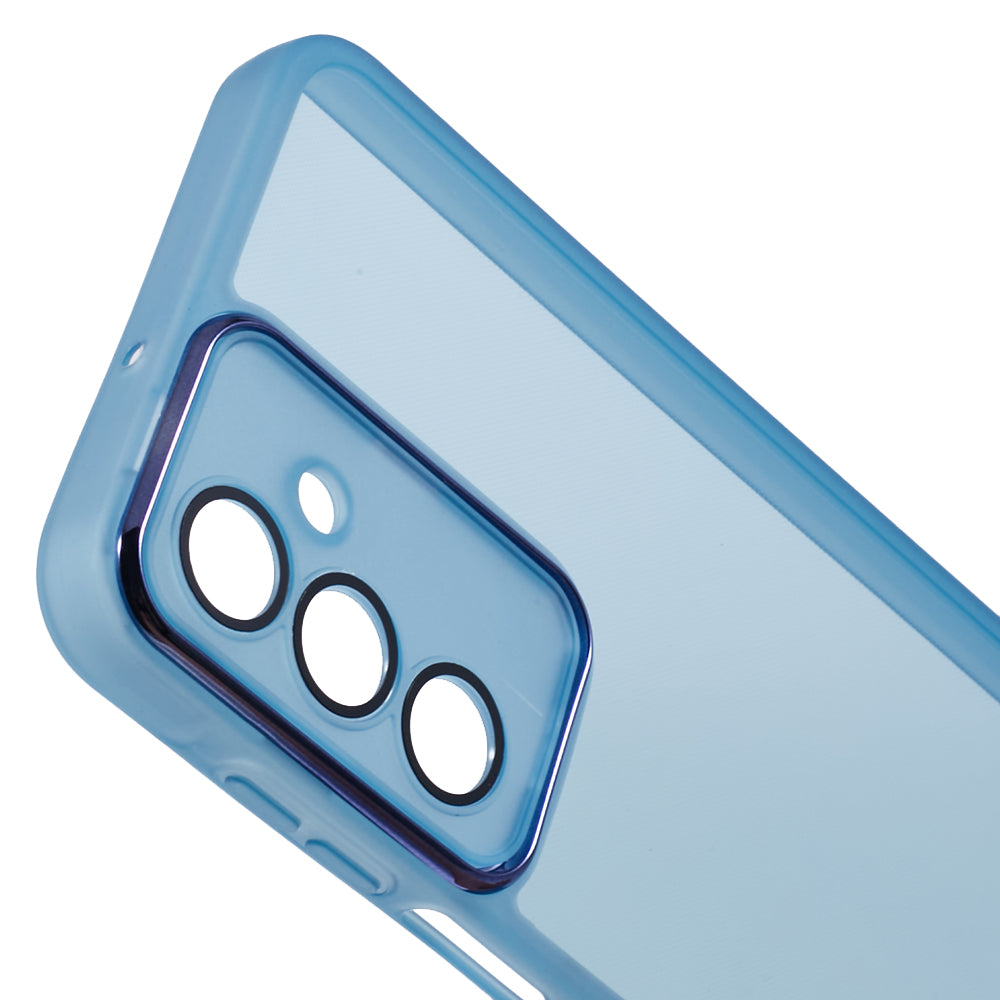 DKSM Series For Samsung Galaxy A16 5G / A16 4G Case Electroplated Camera Frame TPU Phone Cover - Transparent Blue