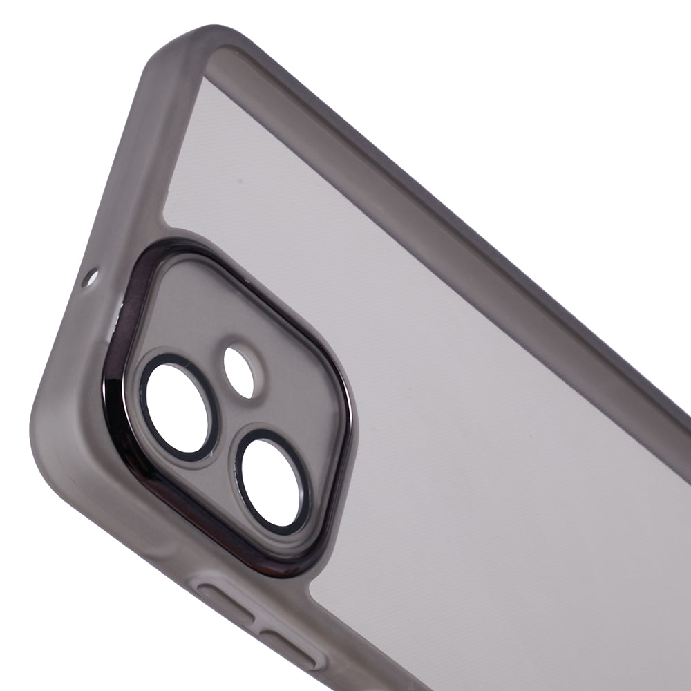 DKSM Series For Samsung Galaxy A06 Case Electroplated Camera Frame TPU Phone Cover - Transparent Black