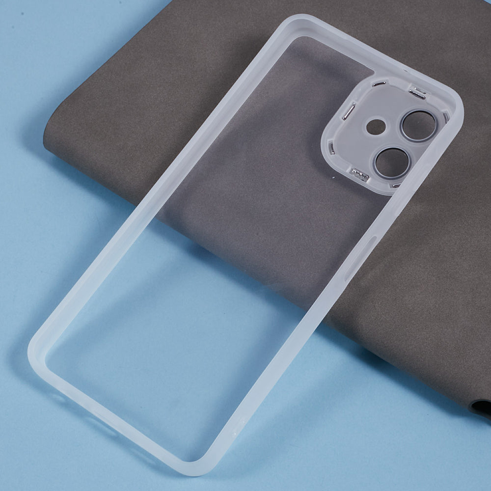 DKSM Series For Samsung Galaxy A06 Case Electroplated Camera Frame TPU Phone Cover - Transparent White
