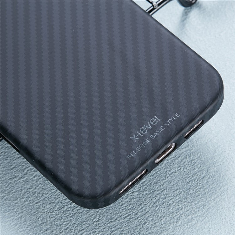 X-LEVEL For iPhone 16 Magnetic Case Ultra-Thin PC Hard Phone Cover Carbon Fiber Texture - Black