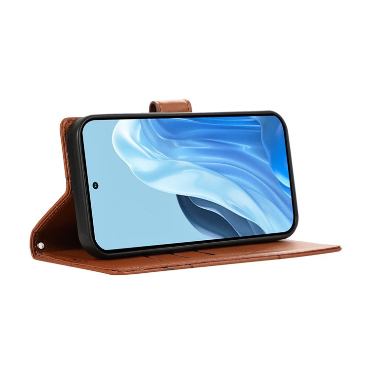 DF-06 For Samsung Galaxy M35 5G Phone Case Line Imprint Leather Wallet Cover - Brown