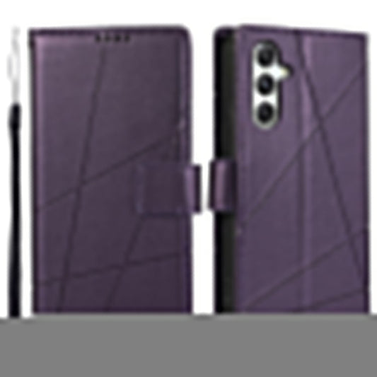 DF-06 For Samsung Galaxy M35 5G Phone Case Line Imprint Leather Wallet Cover - Purple
