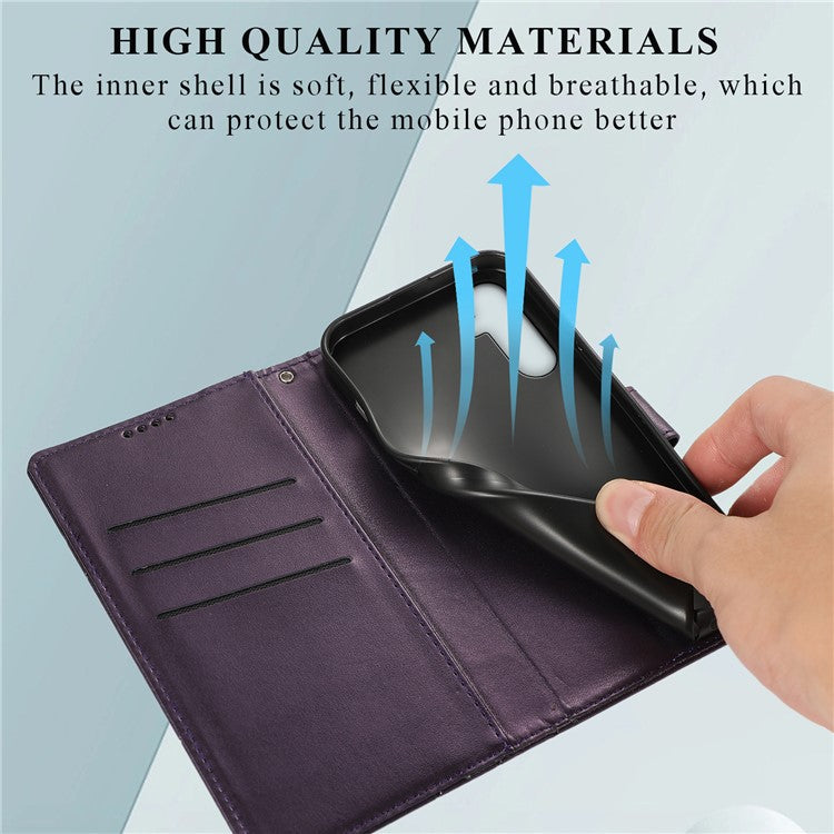 DF-06 For Samsung Galaxy M35 5G Phone Case Line Imprint Leather Wallet Cover - Purple