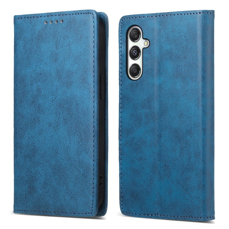 DF-05 For Samsung Galaxy M35 5G Wallet Case RFID Blocking PU Leather Phone Cover - Blue