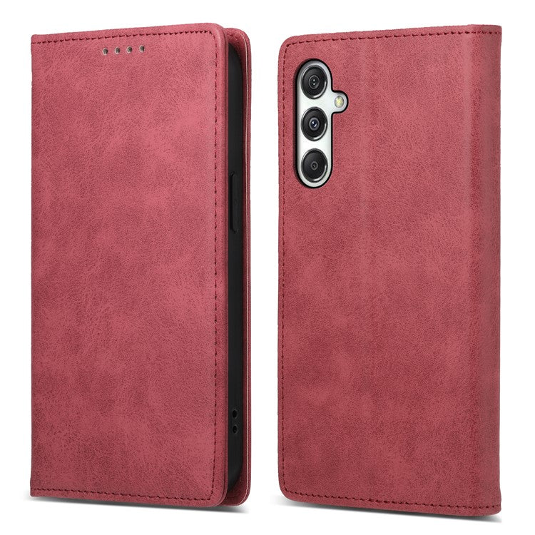 DF-05 For Samsung Galaxy M35 5G Wallet Case RFID Blocking PU Leather Phone Cover - Red