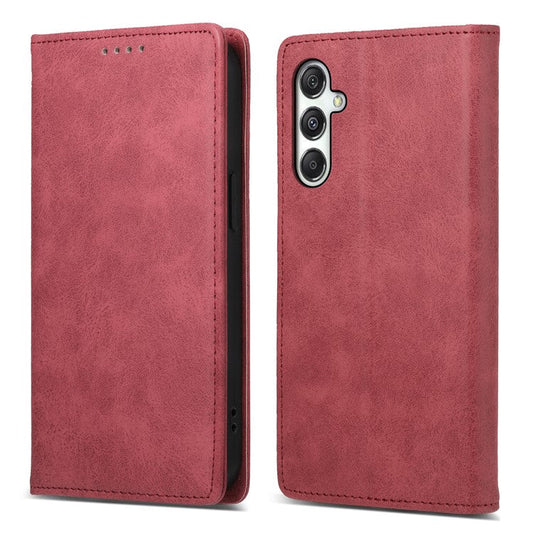 DF-05 For Samsung Galaxy M35 5G Wallet Case RFID Blocking PU Leather Phone Cover - Red