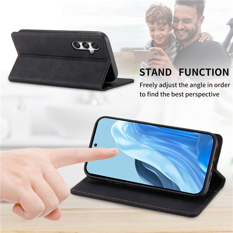 DF-05 For Samsung Galaxy M35 5G Wallet Case RFID Blocking PU Leather Phone Cover - Black