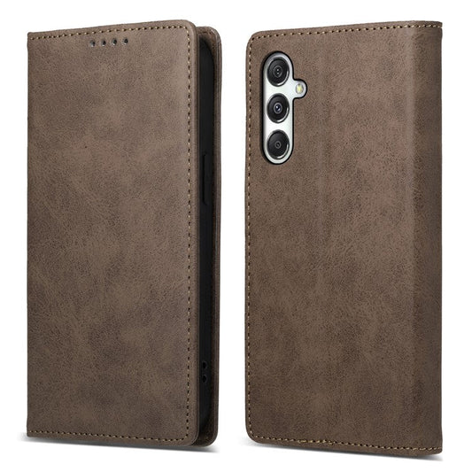DF-05 For Samsung Galaxy M35 5G Wallet Case RFID Blocking PU Leather Phone Cover - Brown