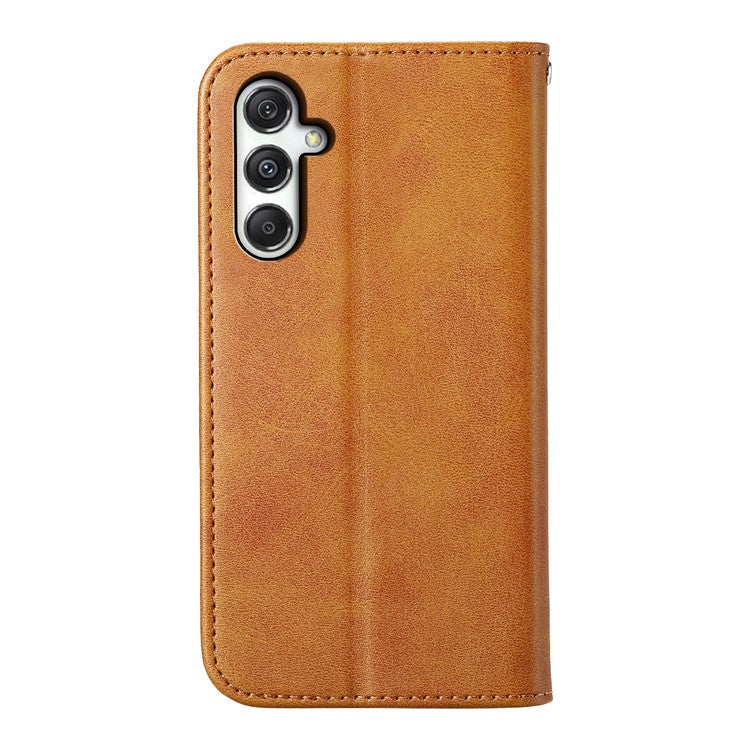 For Samsung Galaxy M35 5G Case Calf Texture PU Leather Phone Cover with Wallet - Yellow