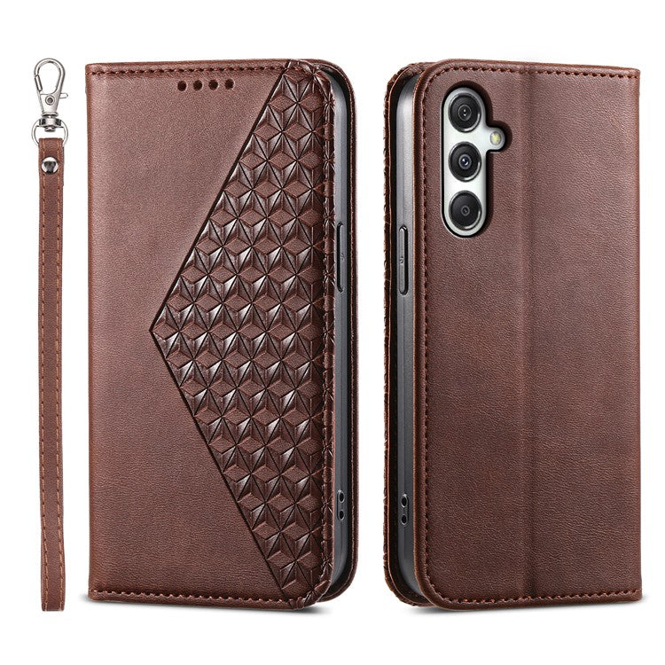 For Samsung Galaxy M35 5G Case Calf Texture PU Leather Phone Cover with Wallet - Brown