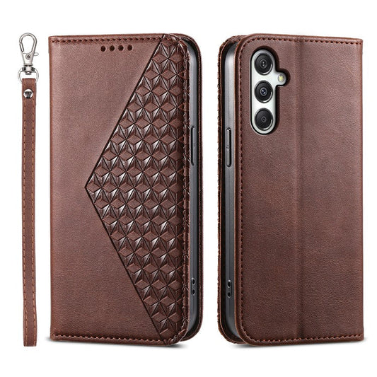 For Samsung Galaxy M35 5G Case Calf Texture PU Leather Phone Cover with Wallet - Brown